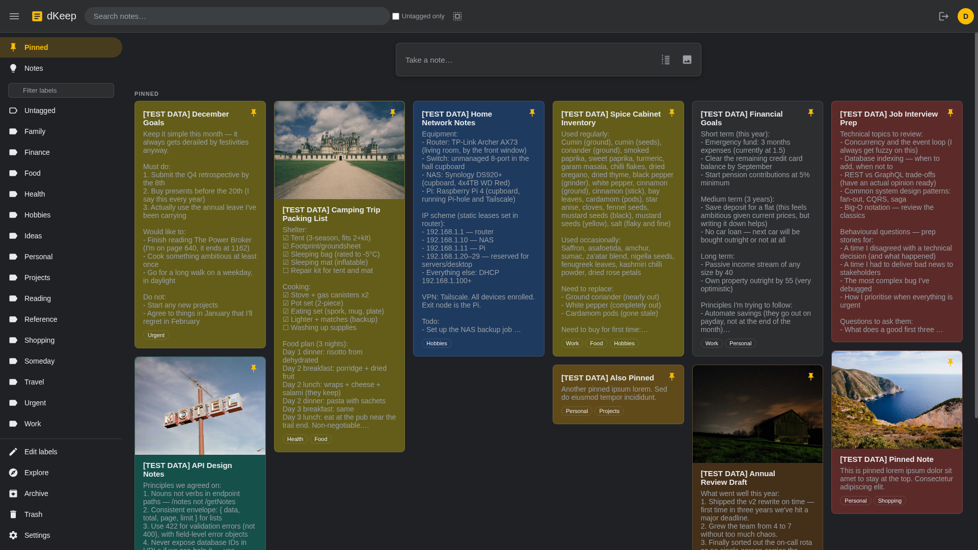 dKeep notes app on desktop